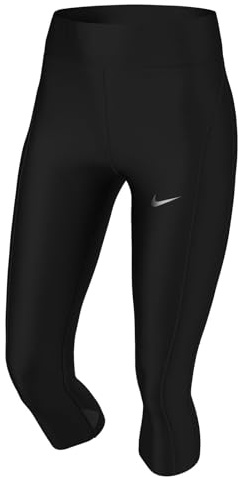 Nike Damen Df Fast Crop Hose, Black/Reflective Silv, M EU