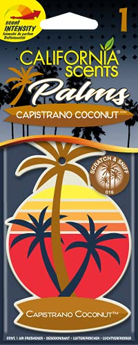 California Car Scents - Ambientador de Coche con Fragancia, Olor y Esencias a Capistrano Coconut, Aroma a Coco (Ambientador de Papel con Forma de Palmera 1UD)