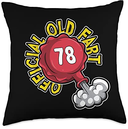 78th Birthday Official Old Fart Funny Red Whopee Cushion Throw Pillow