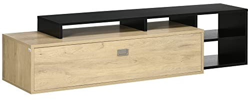 HOMCOM Meuble TV Banc TV Support TV pour télévision jusqu'à 65 Pouces avec étagère Amovible Style Contemporain Porte basculante pour Salon Chambre