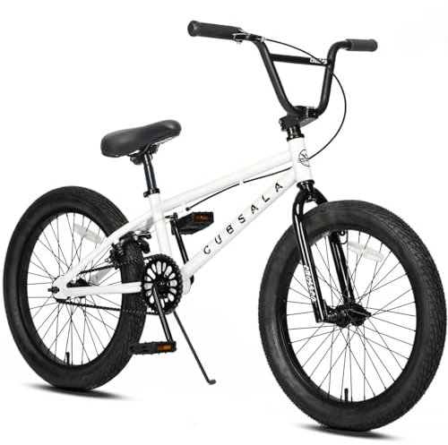 cubsala Freestyle BMX Bike, 20 Inch Kids Bicycle for 7-13 Years Old Kids and Beginner Level Rider, White