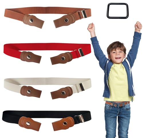 LOKBY 4PCS Gürtel Kinder Kindergürtel Jungen Mädchen Kinder Gürtel Gürtel Für Kinder Gürtel Kleinkind Gürtel Ohne Schnalle Kinder Unsichtbares Gummiband, Geeignet Für Jeans, Hosen, Kleider