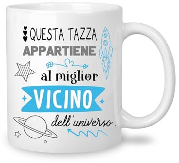 Yufansd Mug Tazza Caffè - al Miglior Vicino dell'Universo - Regali per Vicino Amici Fantastico Vicino Regalo Addio Trasloco Regali di Inaugurazione della Casa per il Vicino Ceramica 350 ML (Vicino)
