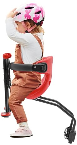 QUIOTUIR Asiento Delantero para Niños Soporte Bicicleta con Pedales Plegables Cojín PU Asiento Silla Bicicleta Niño Trasera Asiento Bicicleta Niño para Mayoría de Las Bicicletas de Montaña