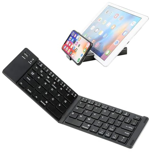 Tek Styz Wireless Bluetooth Keyboard Compatible with Micromax Canvas Nitro Built-in Phone Holder/Stand-Ultra Slim Folding Rechargeable Full Size Keyboard!