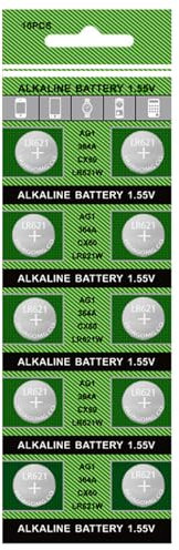 Beimus Paquete de 10 pilas alcalinas de botón AG2/LR726/396 de alta capacidad 364/LR621 para relojes y 20 unidades