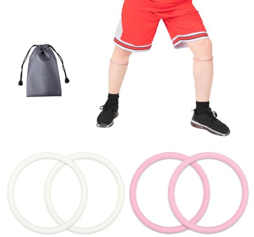 Gosknor 4pz Cinghie Supporto per Tendine Rotuleo in Silicone, Fasce Traspiranti per il Ginocchio per Basket Tutore Stabilizzante Rotula con Borsa Portaoggetti per Uomo Donna (Rosa, Bianco Luminoso)