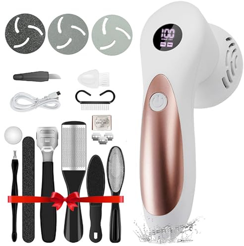 Doeean Electric Feet Foot Callus Remover Equipped with A Vacuum System Foot Scrubber 17 in 1 Professional Foot Care Tool Ipx6 Waterproof Rating for Removing Hard Cracks Dryness and Dead Skin (White)
