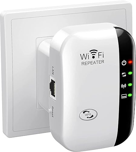 WiFi Extender Booster, WiFi Repeater WLAN Verstärker WiFi Extender bis zu 200m² Mit Repeater/AP Modus, Long Range Amplifier mit Ethernet Port für alle WLAN Geräte, 1-Key Setup, Access Point