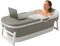 FLINQ Vasca da bagno pieghevole per adulti, XXL, 158 x 60 x 53 cm, vasca da bagno per doccia, grande e mobile, adatta ai bambini, colore: grigio