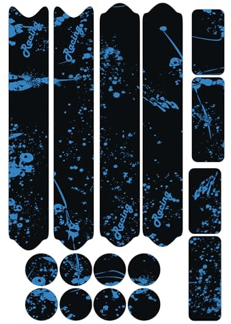 DualColorStampe Adesivi Protettivi Telaio Bici – Kit Stickers Universali Anti-Graffio per Mountain Bike, BMX e Corsa – Design Racing Nero Blu B0218