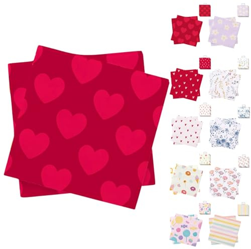 ANDINUS Set de 40 Servilletas de Papel 33x33 cm Decoradas – Diseños Divertidos, Modernos y Coloridos para Fiestas, Cumpleaños, Eventos, Oficina y Uso Diario (Corazones B)