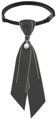 Muorruo Corbata para Dama, corbata ajustable para mujer, corbata de uniforme para niña, corbata preanudada con perla artificial para la escuela, accesorio de corbata para mujer, Gris