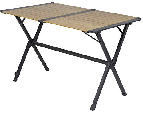 Bo-Camp Alu Campingtisch Camping Rolltisch Klapptisch Falttisch Groß Holz 111x72