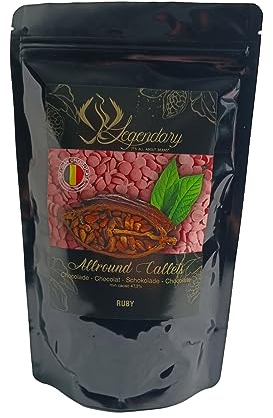 Legendary - it's all about beans CALLETS RUBY PINK 500 gr - Originales pastilles, drops de chocolat belge pour fondue, fontaines, couverture, cacao à boire et plus Ruby