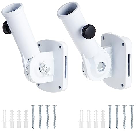 Coolty 2PCS Flag Pole Holder Multi-Position Flag Pole Mounting Bracket Adjustable Aluminum Alloy Flagpole Holder Bracket, 1 Inner Diameter(White)
