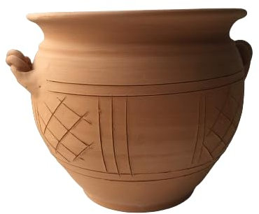 Vaso in terracotta scanalato con manici, 25 cm