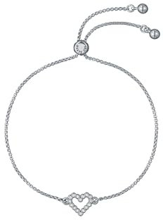 Ted Baker Amorita Crystal Halo Heart Adjustable Bracelet For Women (Silver/Crystal)
