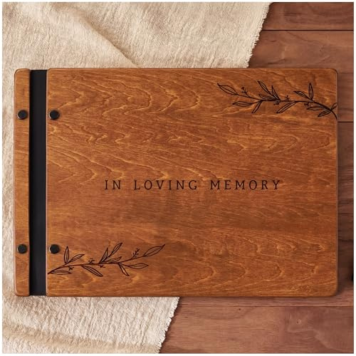 Aspen Studio Wooden Funeral Guest Book with Signing Pen in Loving Memory Funeral Guest Book for Memorial Funeral Service with Signing Pen for Funeral