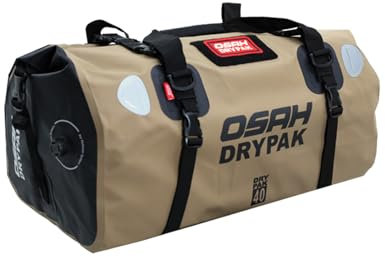 Greanthour Bolsa Seca Impermeable para Motocicleta,Cola de Equipaje Bolsa，Gran Espacio de Almacenamiento，los Hombros Adecuada para Ciclismo, Camping, Deportes Acuáticos(Barro marrón, 40L)