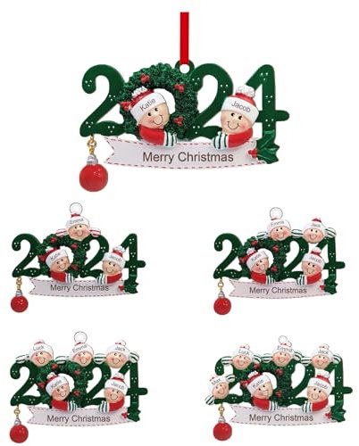 Jeweidea Personalisierte Weihnachtsanhänger mit Namen der Kinder 2024 Weihnachtsbaumschmuck Holz Weihnachtsdeko Holz Aufhängen (Namen 4)