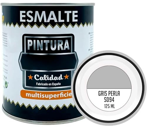 AC - Bote de Pintura Esmalte - Fabricado en España - Ideal para Cualquier Superficie, Madera, Plástico, Cristal o Cemento - Capacidad de 125 ML - Gris Perla (S094)
