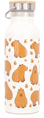 Sass & Belle Capybara Water Bottle – 500ml Stainless Steel Bottle with Cute Animal Design – Insulated, For or Adults, Metal Travel Flask for Hot or Cold Drinks (Capybara)