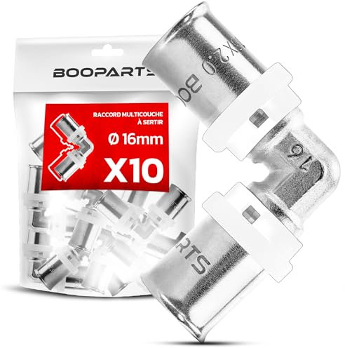 BOOPARTS – Lot de 10 Raccords Coudés Multicouches à Sertir Ø16–16 mm Contour TH : Coude Laiton à Sertir pour Tuyaux Multicouches | Étanchéité Professionnelle et Installation Rapide