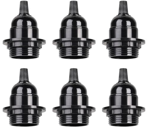 EFUTURETIME 6 pezzi di Portalampada E27 (250 V, 4 A) Porta Lampadina in Bachelite, Porta Lampada con Bloccacavo
