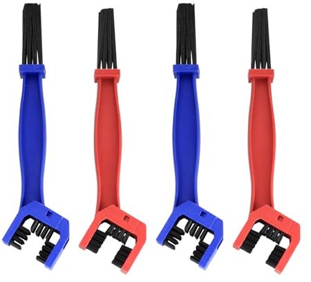 4 Pcs Motorcycle Chain Cleaner Bicycle Chain Cleaner Brushes Set | Motorbike Cleaning Brushes for Bike Gear Bicycle Motorbike Cleaning Kits(2 Red, 2 Blue)