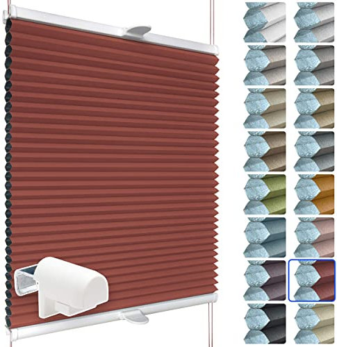 SchattenFreude Waben-Plissee für Fenster | 100% verdunkelnd/Blackout | Mit Klemm-Haltern | Klemmfix ohne Bohren | Rot (Weiße Rückseite), Breite: 105cm x Höhe: 130cm