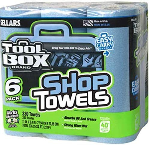 Set of 2 x 6-Roll Pack Sellars Wipers & Sorbents 5441602 Blue Shop Towels