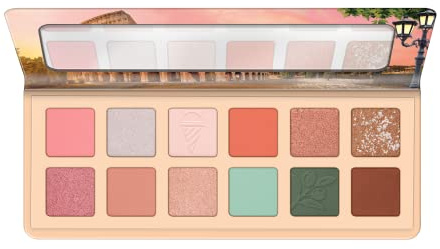 essence benvenuti a ROMA eyeshadow palette, Lidschatten, Mehrfarbig, 12 Farben, farbintensiv, metallisch, matt, vegan, ohne Mikroplastikpartikel, Nanopartikel frei, ohne Parfüm, 1er Pack (13.2g)