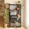 NETEL Kitchen Cupboard,5 Tier Kitchen Cabinets with Wheels and Flip Door,Bakers Rack, Pantry Cupboard,Kitchen Storage Rack,Kitchen Storage Unit,kitchen cabinets free standing,70×32×145 cm(Black)