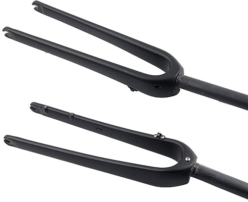 HIMALO 700C Gravel Gabel Kohlefaser Rennrad Starrgabel 1-1/8'' Gerade 9mm QR Scheibenbremse Fahrrad-Gabel Leichtgewicht (Color : Matte Black)