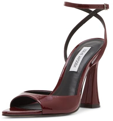 Steve Madden Women's Beki Heeled Sandal, Burgundy Patent, 4 UK