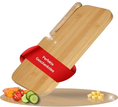 Planche à découper durable en bois « pique-nique » - Planche à petit-déjeuner en bambou avec couteau à casse-croûte intégré - Planche à découper robuste pour les déplacements ou à la maison - Couleur