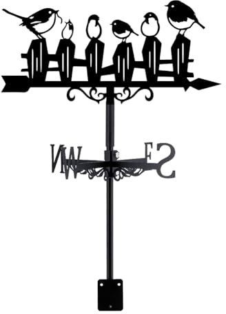 SUPERDANT Girouette de Jardin Exterieur Oiseaux Clôture Oiseaux Girouette de Toit Girouettes Métal Indicateurs de Direction du Vent Métal Noir Panneaux Décoration de Jardin Deco Jardin Exterieur