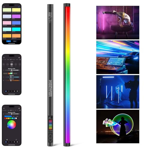 NEEWER RGB Tubo Luz, 30W Luz Video LED RGBWW Varita de Luz a Todo Color con 18 Escenas 7 Píxeles Efectos 2500-10000K CRI97/TLCI98 6000mAh, Control App/2.4G/DMX para Grabación Fotografía, TL90C