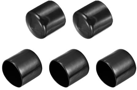 QUARKZMAN 5 st gummilock 1 3/4 tum (45 mm) ID skruvplugg PVC vinyl runt rör lock svart gänga skydd