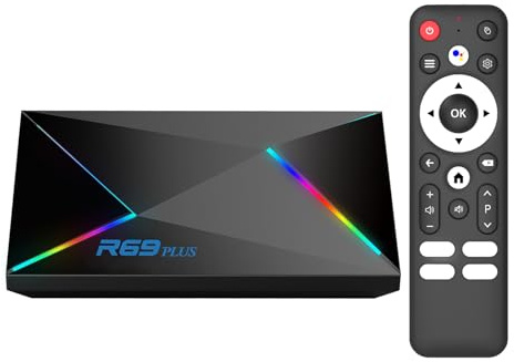 Android TV Box 14.0, 2025 Smart TV Box Android 14 with 4GB RAM 32GB ROM Octa-core 64-bit CPU 1000M Ethernet WIFI6 4K 8K HD Android TV Boxes Dual-WiFi 2.4G/5.8G Bluetooth 5.0 USB 3.0 3D H.265 R69 Plus