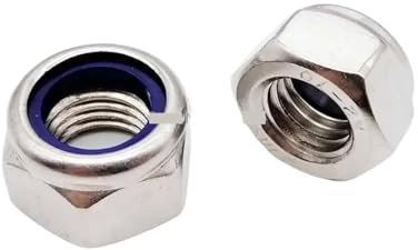 Contratuerca, Tuercas autoblocantes Hexagonal de acero inoxidable 304 Inserto de nailon Tuerca autoblocante Tuerca Nylock Contratuerca 2/5/10/50X M2 M2.5 M3 M3.5 M4 M5 M6 M8 M10 M12 M16(M12 5pcs)(M16
