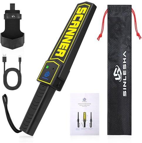 SINLESHA Handheld Metal Detector Wand Rechargeable, High-Sensitivity Security Detector, for Security Inspection, Detect Various Metal Objects, Nails, Weapons, Knives (with Built-in Battery)