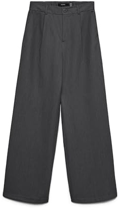 VERO MODA Wide Button Pant Vmdallas Hw Pantalon à Boutons Larges Boo, Gris foncé mélangé, L / 32L Femmes