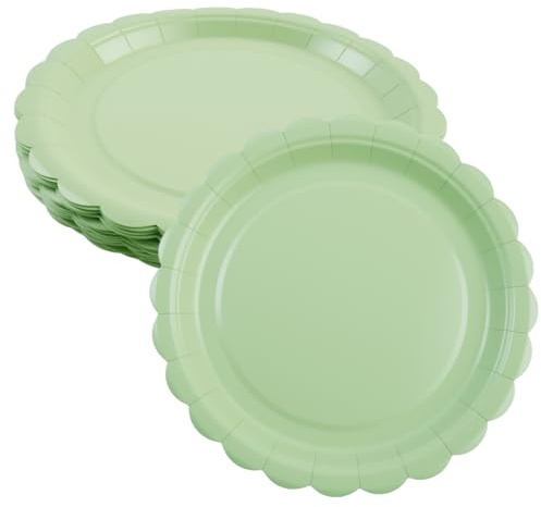 30 Pezzi Piatti di Carta per Feste, 18 cm Piatti Carta Verde Salvia, Stoviglie Compleanno per Feste, Biodegradabili, Piattini Dessert Usa e Getta per Festa, Matrimonio, Battesimi, Picnic, Fai Da Te