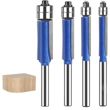 Fresa di finitura per tagliare stesso modo | Set da 4 pezzi per utensili di precisione - Punta di finitura per fresatura, lavorazione della superficie in laminato compensato bordo porta e