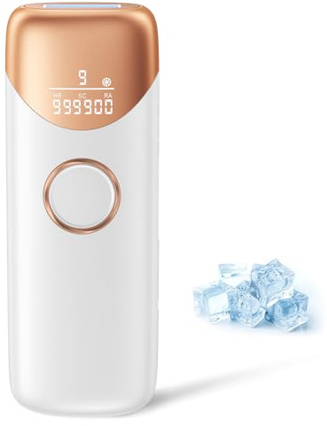 Beauris IPL Hair Removal Device with Ice Cooling, 999,900 Flashes Laser Hair Removal Device, 9 Energy Levels, Painless at Home Laser Hair Remover for Facial Bikini Line Leg Body, White