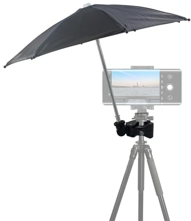 Tripod Umbrella for Phone, 360° Adjustable Clamp Weather Guard Umbrella, 15'' Phone Rain/Sun Shade Cover for Outdoor Photographing, Filming, Live Streaming (Tripod Mount)