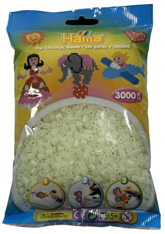 Hama Perlas 201 – 55 bolsas con aprox. 3000 perlas medianas para manualidades con diámetro de 5 mm en verde luminoso, diversión creativa para grandes y pequeños