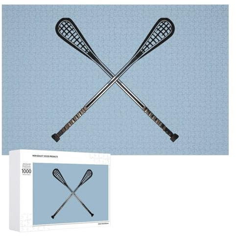 Lacrosse-klubbor korsade pussel för vuxna familjeaktiviteter spel heminredning pussel 1 000 st